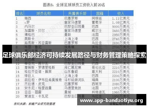 足球俱乐部经济可持续发展路径与财务管理策略探索